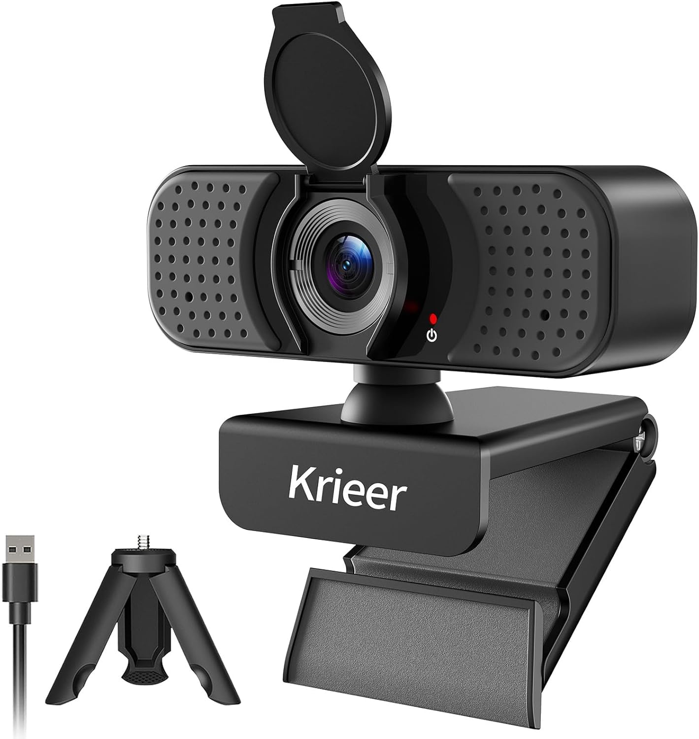 4k HD Webcam with Dual Mics Autofocus, Noise Cancellation, Wide-Angle, Auto Light Correction, Privacy Cover, Plug & Play USB Camera for PC, Mac, Laptop, Zoom, Skype, Streaming, Meetings (Black)
