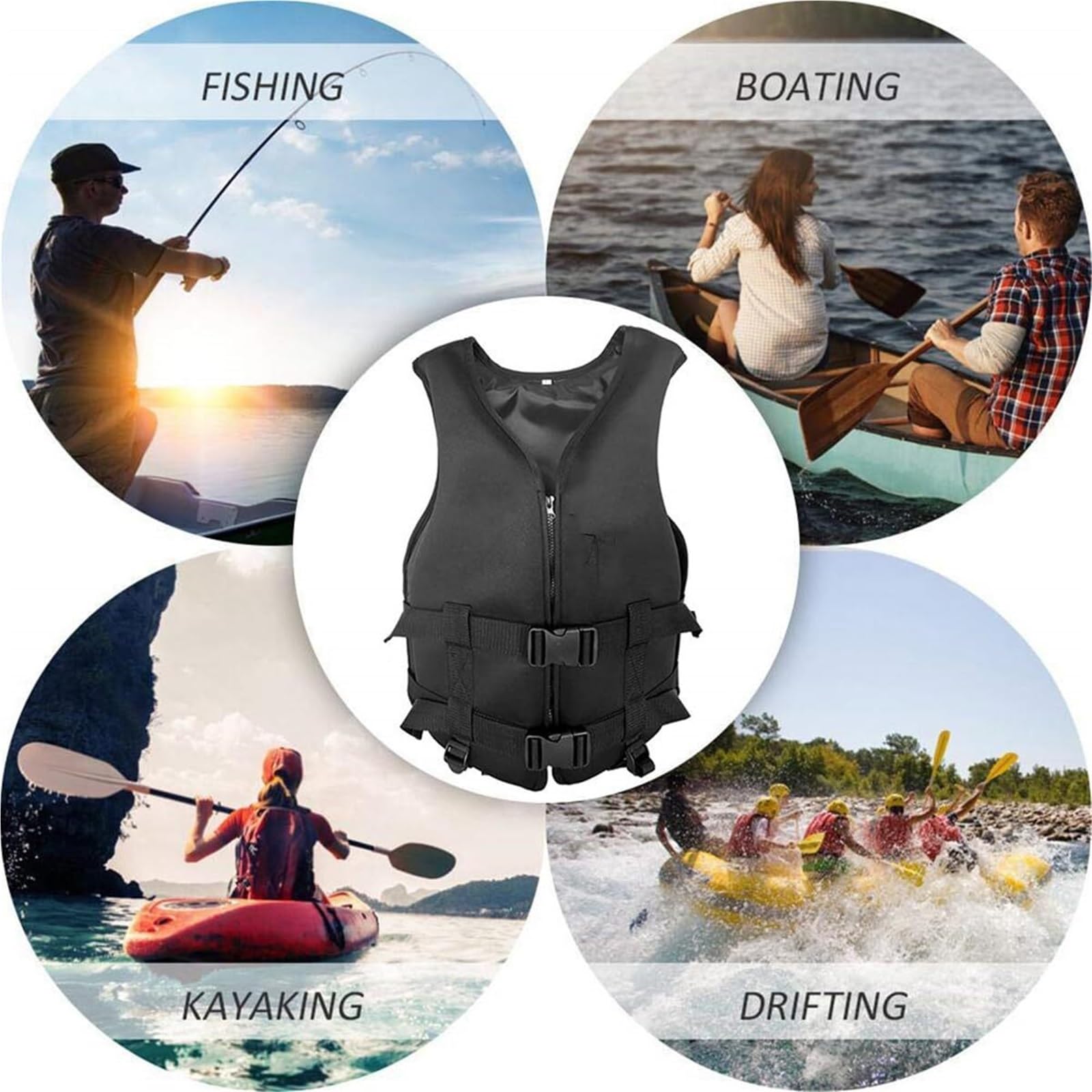 Float Jacket Adult Breathable Neoprene Buoyancy Float Jacket Summer Diving Swimming Water Sports Boating Fishing Kajaking Surfing Canoeing Rafting Outdoor Safety Gear for Men Women