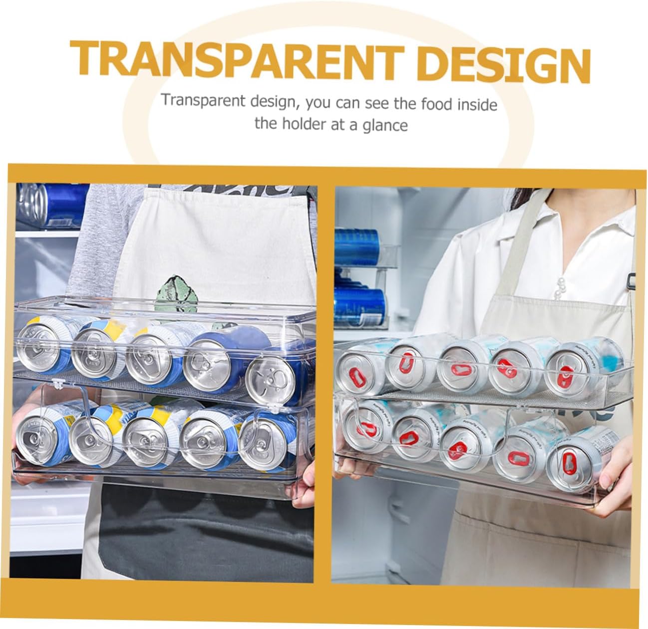 Cabilock Pet Material Can Organizer Double Layer Soda Can Holder Fridge Accessory Household Soda Holder