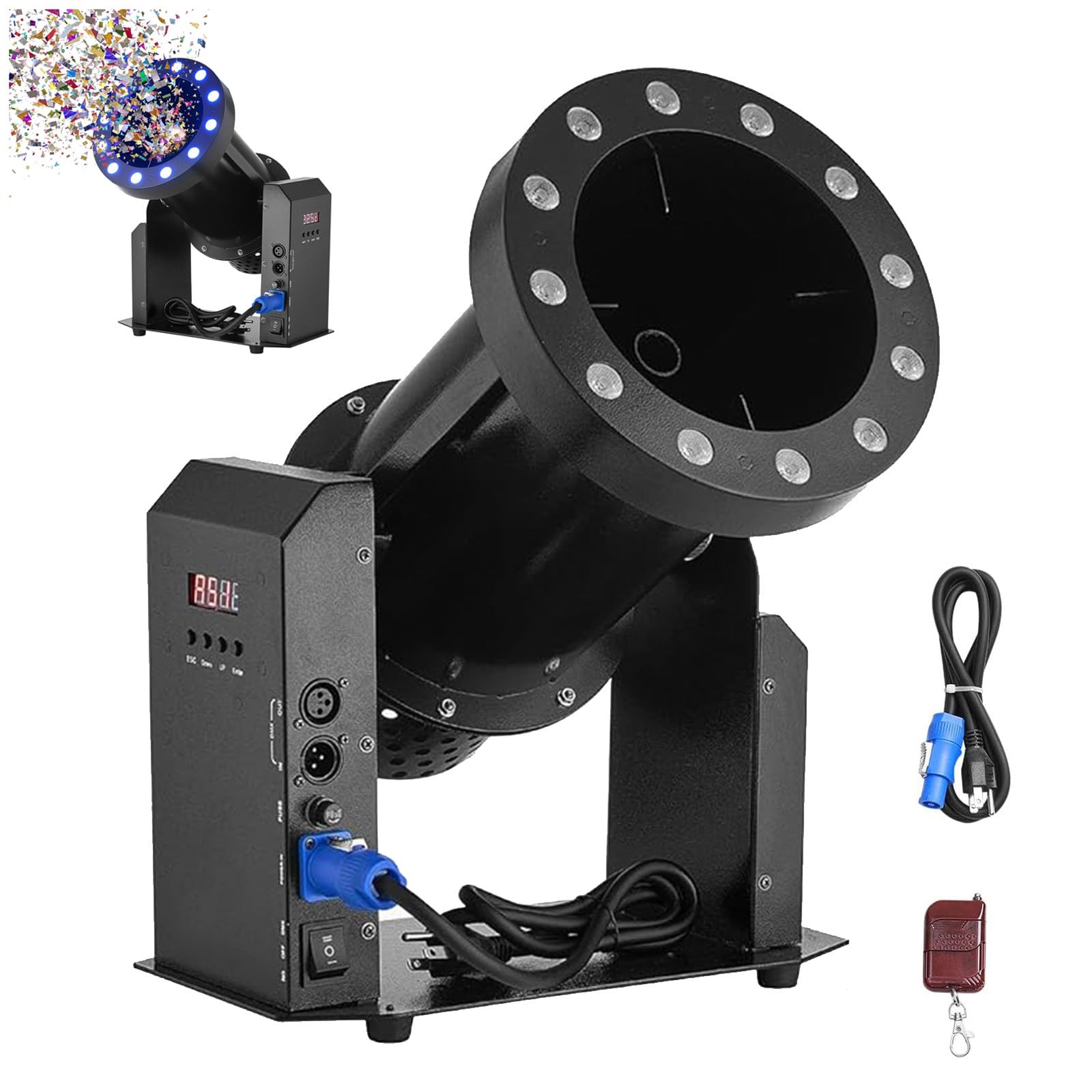 ZEEKYFOR 1500W Professional Confetti Machine 12LEDs Confetti Launcher with Remote Controller for Special Event, Parties, Club, Wedding, Concerts