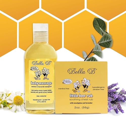 Miniatura 1 de BELLA B Bundle Rub 2 oz y aceite de masaje para bebés 33 oz  Frote en el pecho del bebé  Frote vapor de bebé  Aceite orgánico para bebé  Aceite