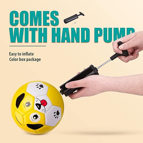 Miniatura 3 de Paokoo Paquete de 2 pelotas de fútbol de tamaño 2 para niños, pelotas de fútbol para niños con bomba, juguetes para patio trasero, césped,
