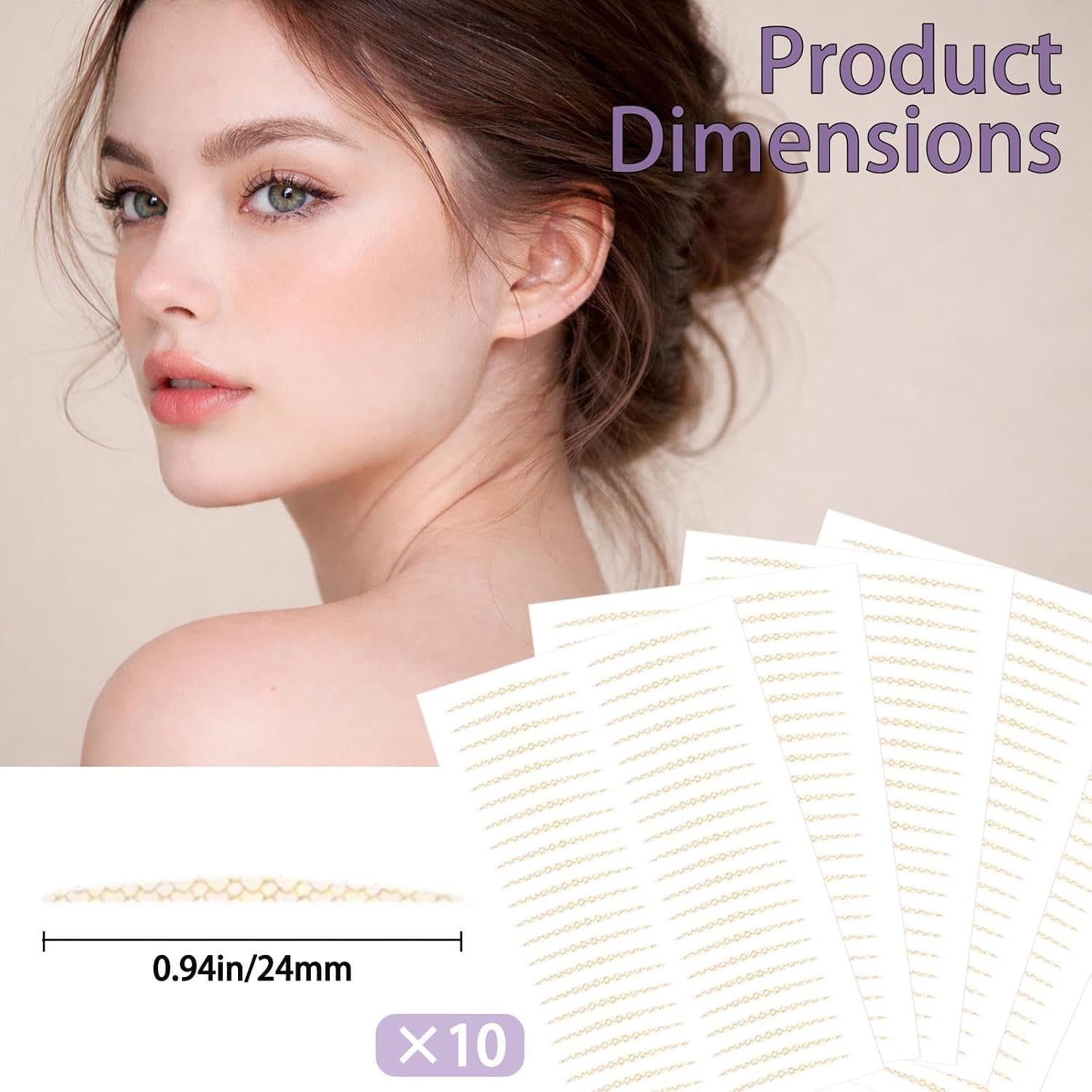 520 PCS Double Eyelid Tape,Invisible Eyelid Lifter Strips for Natural Double Eyelids, Waterproof Eyelid Tape with Tweezers & Y Fork, Thin 23×1.3mm Eye Lift Tape for Droopy or Uneven Eyelids