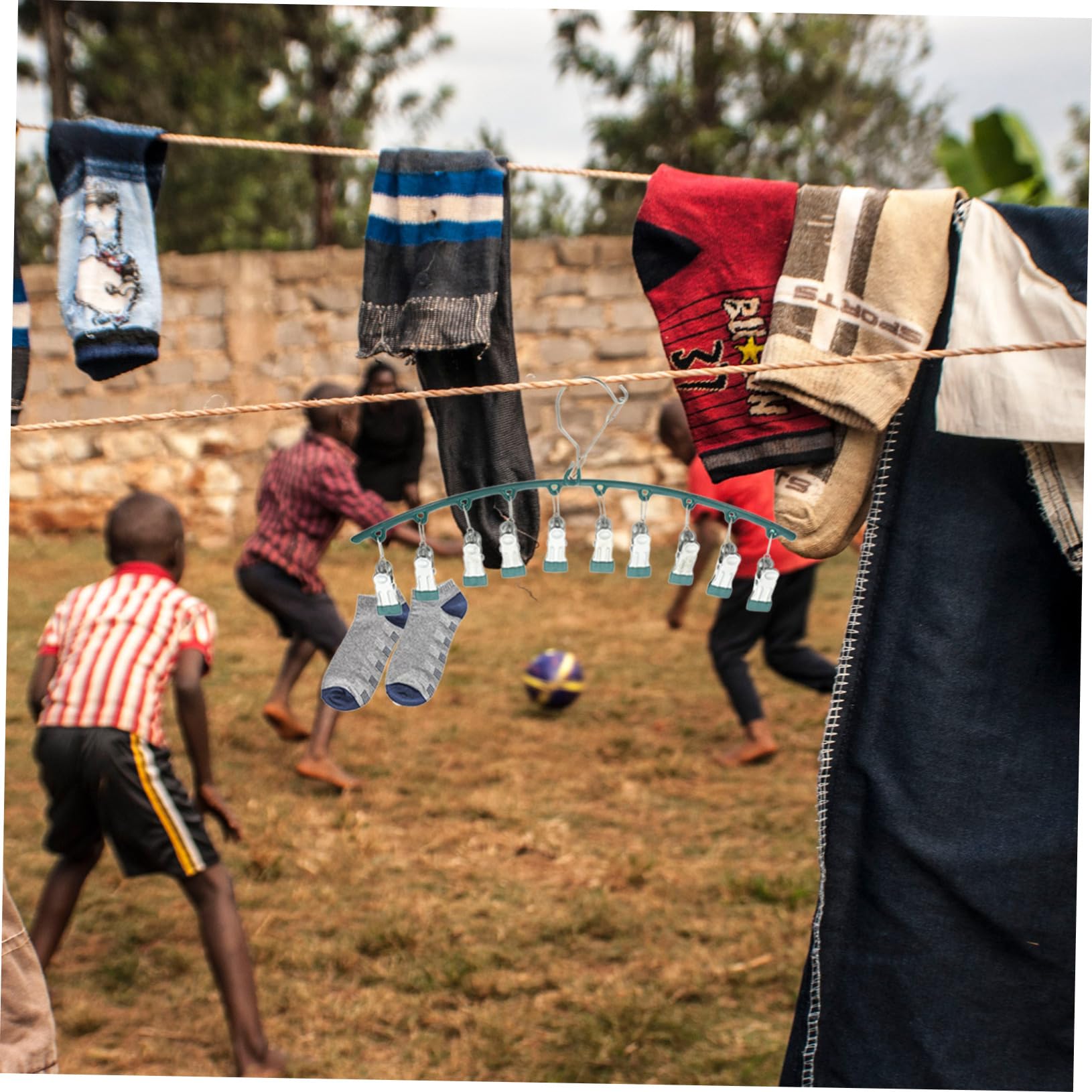 Alipis Metal Hangers Laundry Drying Rack Stainless Steel Sock Dryer Hanger with 10 Clips Windproof Underwear Drip Hangers for Baby Clothes Bras Hat Towels Diapers Hat Hanger(Hook Style Random)