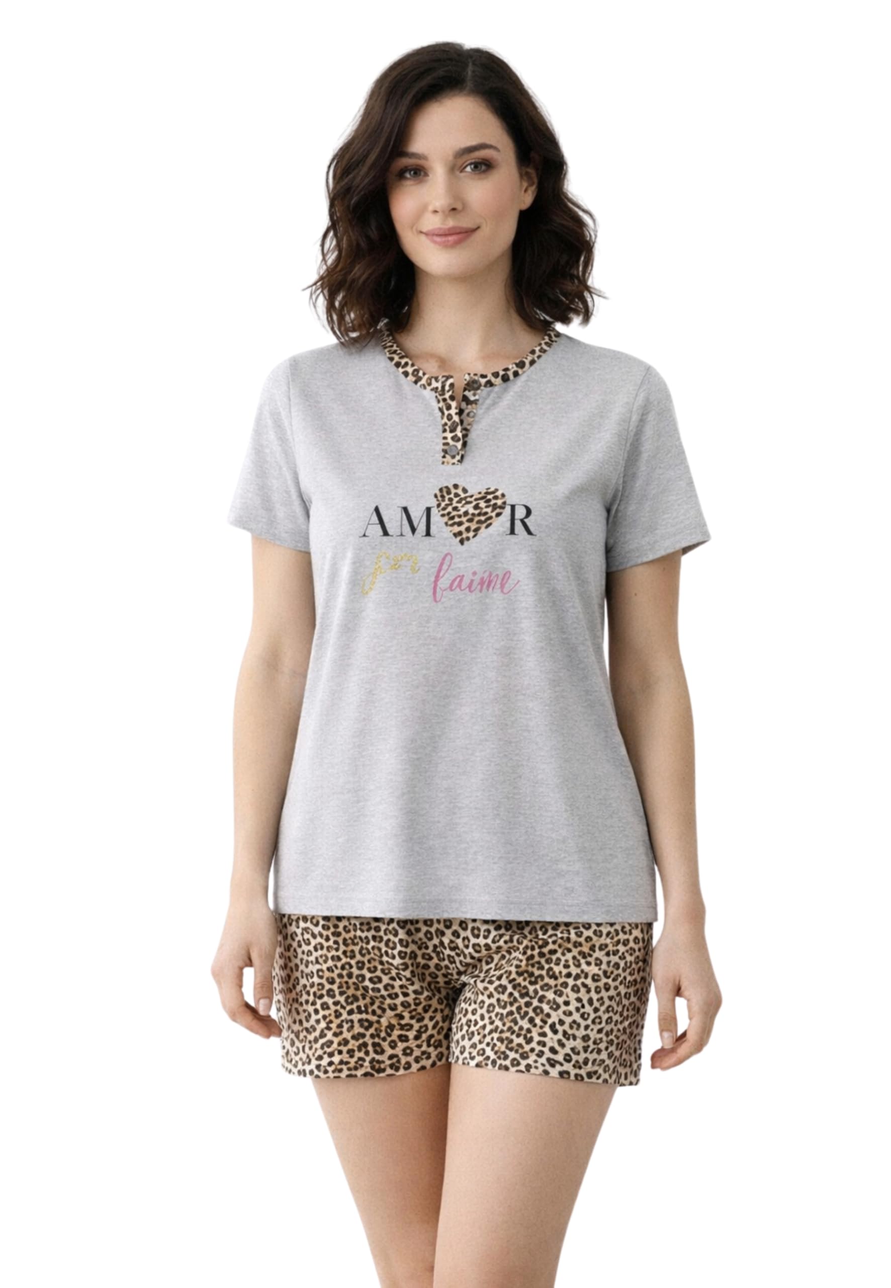 Intimitaly Vanuè - Pigiama Corto Donna Estivo, Cotone Leggero, Set Maglia e Pantalone, Comfort-Fit, Traspirante