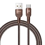 HAMMER 100W 5A USB to Type-C for OnePlus with WARP/VOOC/FLASH support, Super Fast Charging Cable,1.2M Nylon Braided,Tangle free,480Mbps Data Transfer, supports OPPO (Brown)