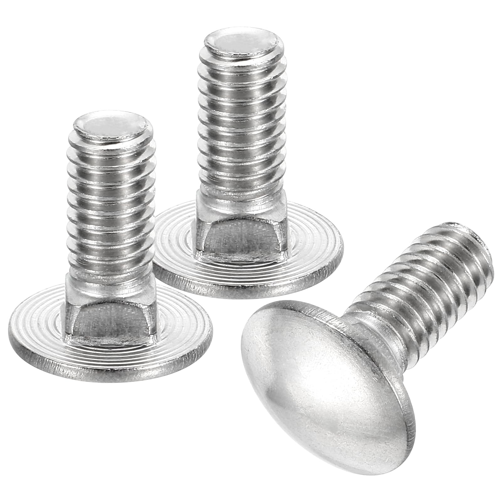 sourcing map 5/16-18x3/4" Carriage Bolt, 10pcs Round Head Square Neck Screws, 304 Stainless Steel, Fully Threaded, Silver