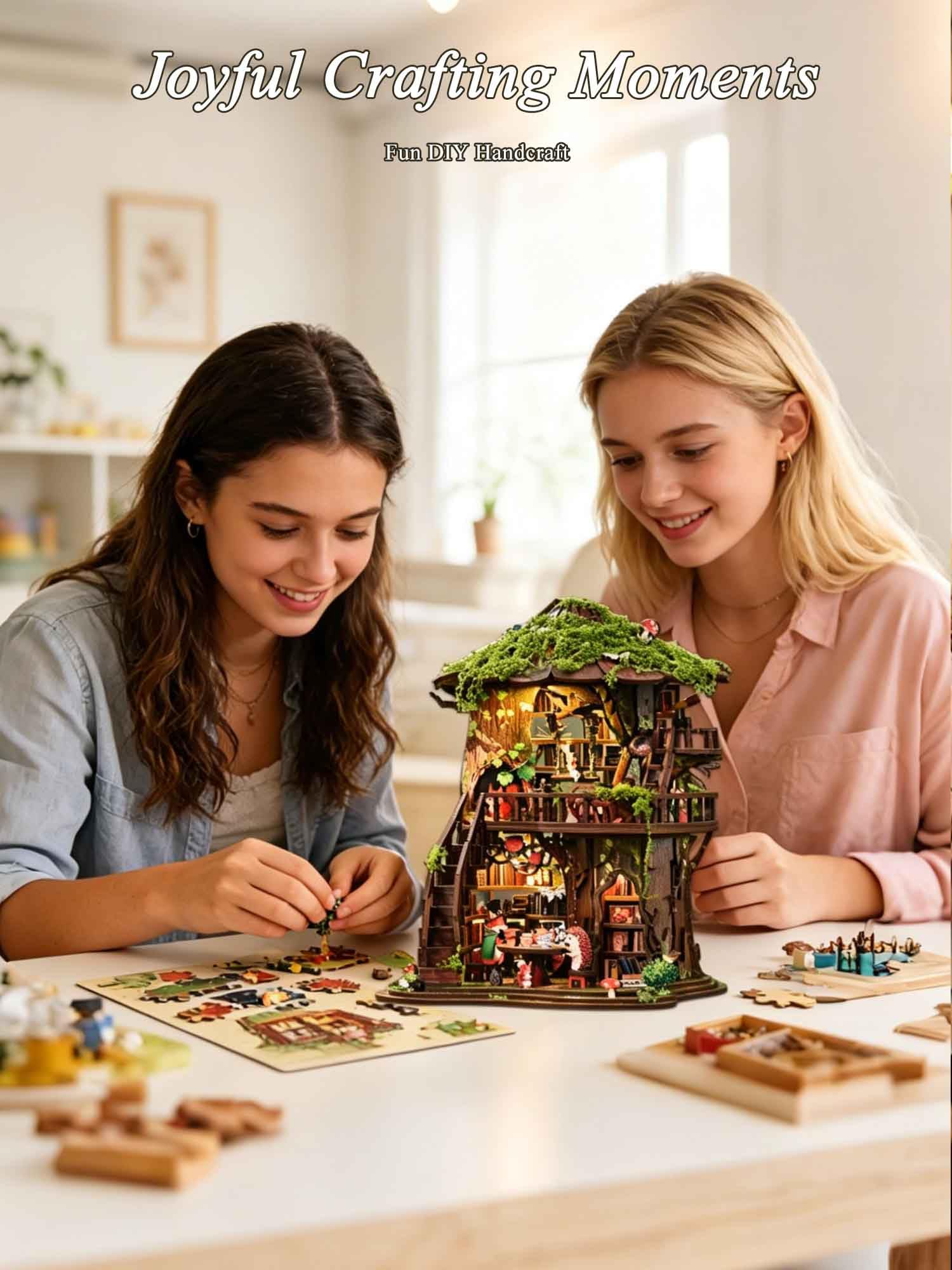 Rotbakmin - Kit di angoli per libri per Aduts, adolescenti, casa in miniatura fai da te, biblioteca, casa delle bambole, libro 3D in legno, piccolo edificio mini diorama, decorazione per libreria con