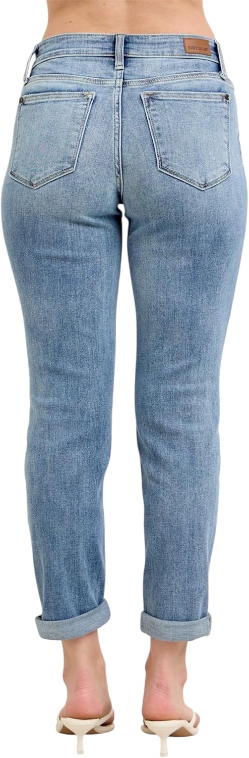 Judy Blue Women's Mid Rise Stretchy Boyfriend Jeans
