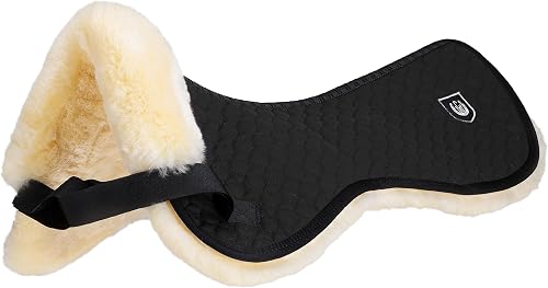 Werner Christ Horse Saddle Pad Standard, Made of Real Sheepskin in Black Natural Size Full