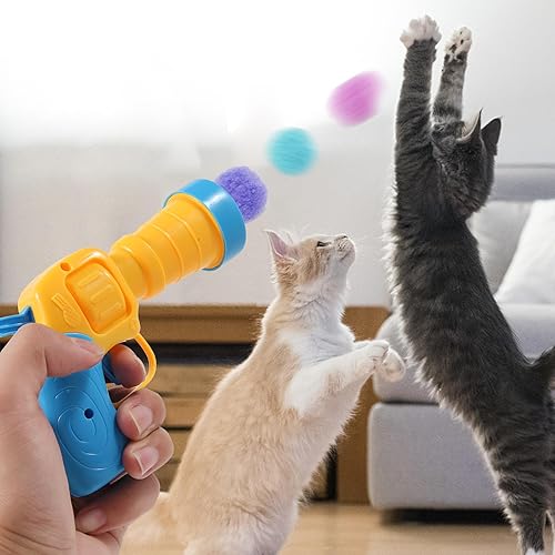 Miniatura 7 de Pistola lanzadora de juguete para gatos, 34 unidades, juguetes interactivos para gatos de interior, juguetes interactivos para gatos adultos
