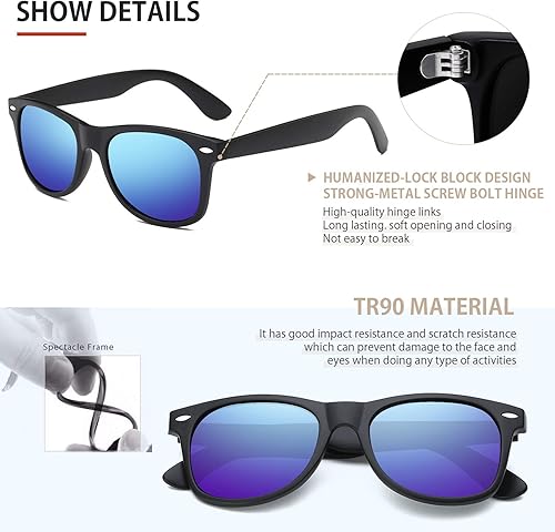 Miniatura 9 de FEIDUSUN Gafas de sol polarizadas para hombres y mujeres gafas de sol retro negras para conducción pesca protección UV