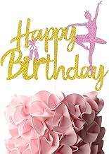 Ballerina Birthday Cake Topper Pink Ballet Slippers Cute Dancer Baby Girls Bday Party Supplies Gold Glitter Double Sided Decor - coolthings.us