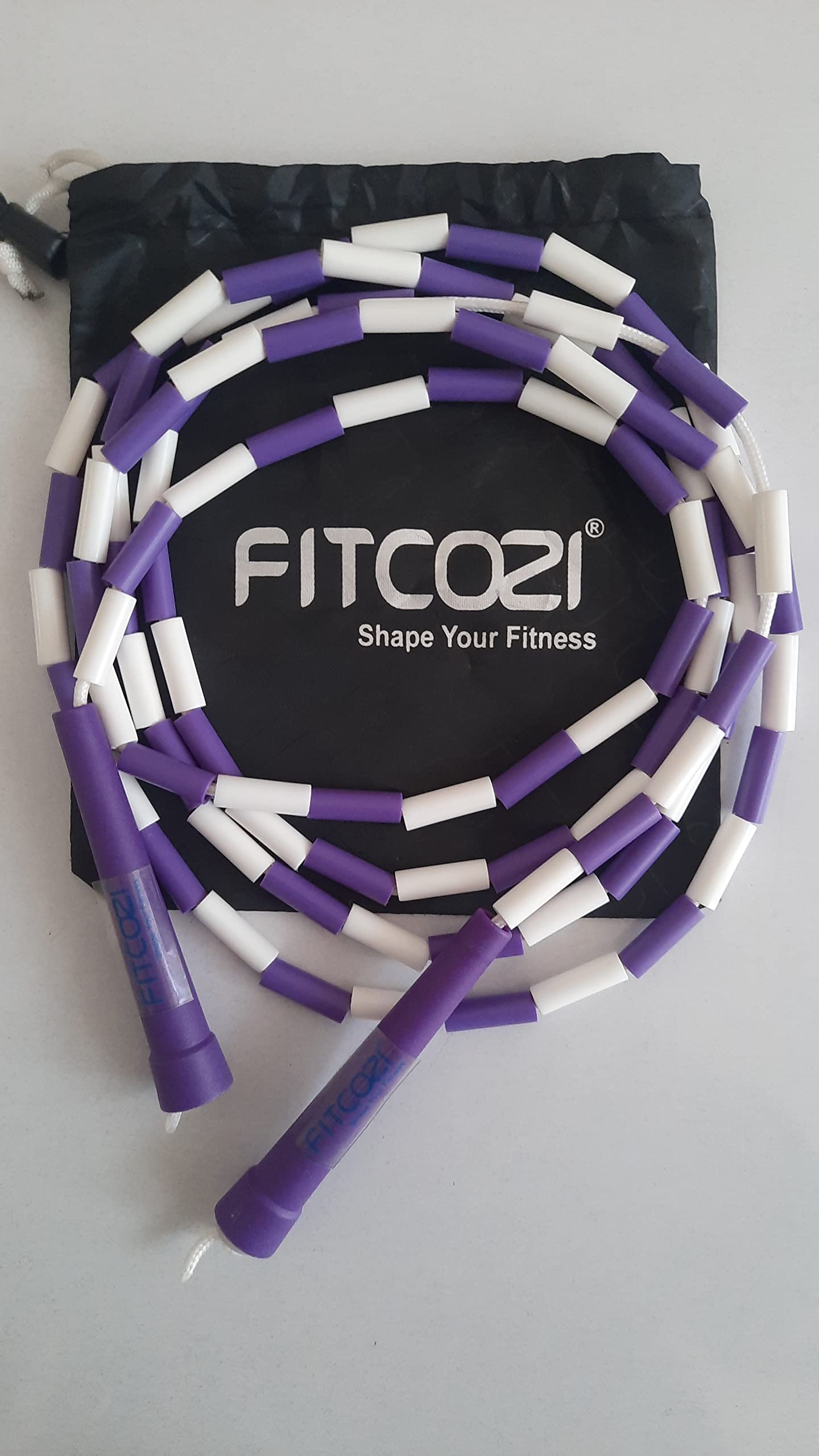 Fitcozi Jump Rope with PVC Beaded skipping Rope (Length: 9Ft) (Made in India) Shape your fitness with skipping to keeping you fit. (Purple & White) (B09X76558Y) Amazon Price History, Amazon Price Tracker