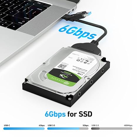 BENFEI SATA to USB Cable, 2in1 USB-C/USB 3.0 to SATA III Hard Driver Adapter Compatible for 2.5 inch HDD and SSD