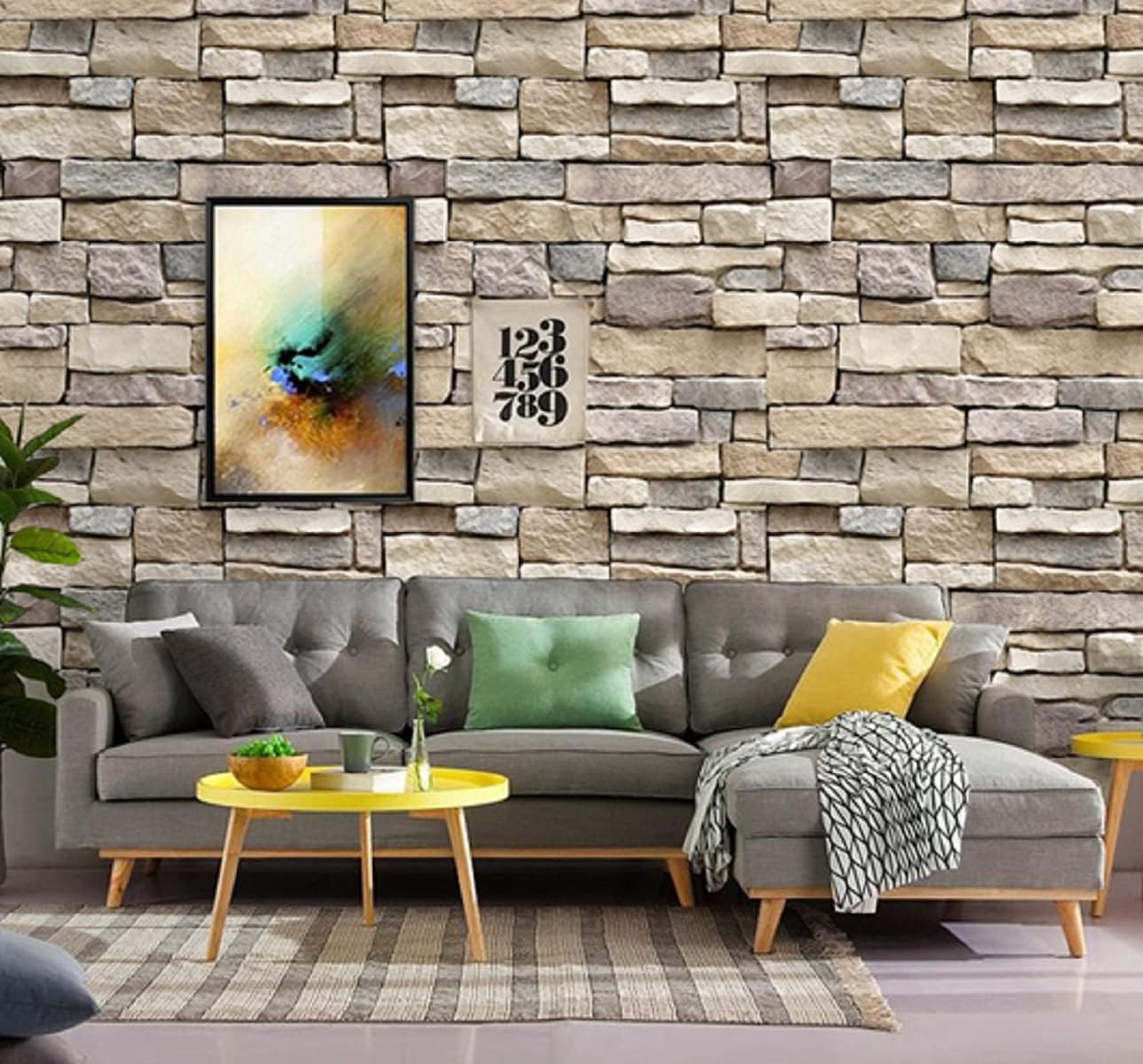 壁紙 シール はがせる リフォーム 防水 Diy ウォールステッカー シート ライトブラウン 石 幅45cm 10m