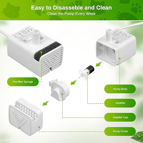 Miniatura 3 de Bomba de fuente de agua para gatos, bomba de repuesto JY-830 para fuente de agua de acero inoxidable para mascotas, bomba USB para dispensador de