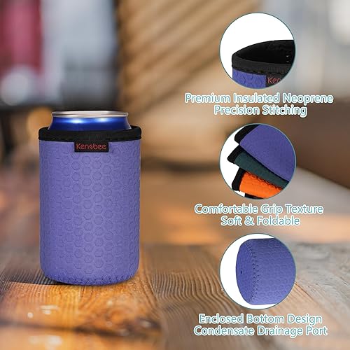 Miniatura 3 de KENOBEE Paquete de 6 fundas estándar de 12 onzas para enfriar latas, suaves aislantes, reutilizables, antideslizantes, de neopreno, para bebidas