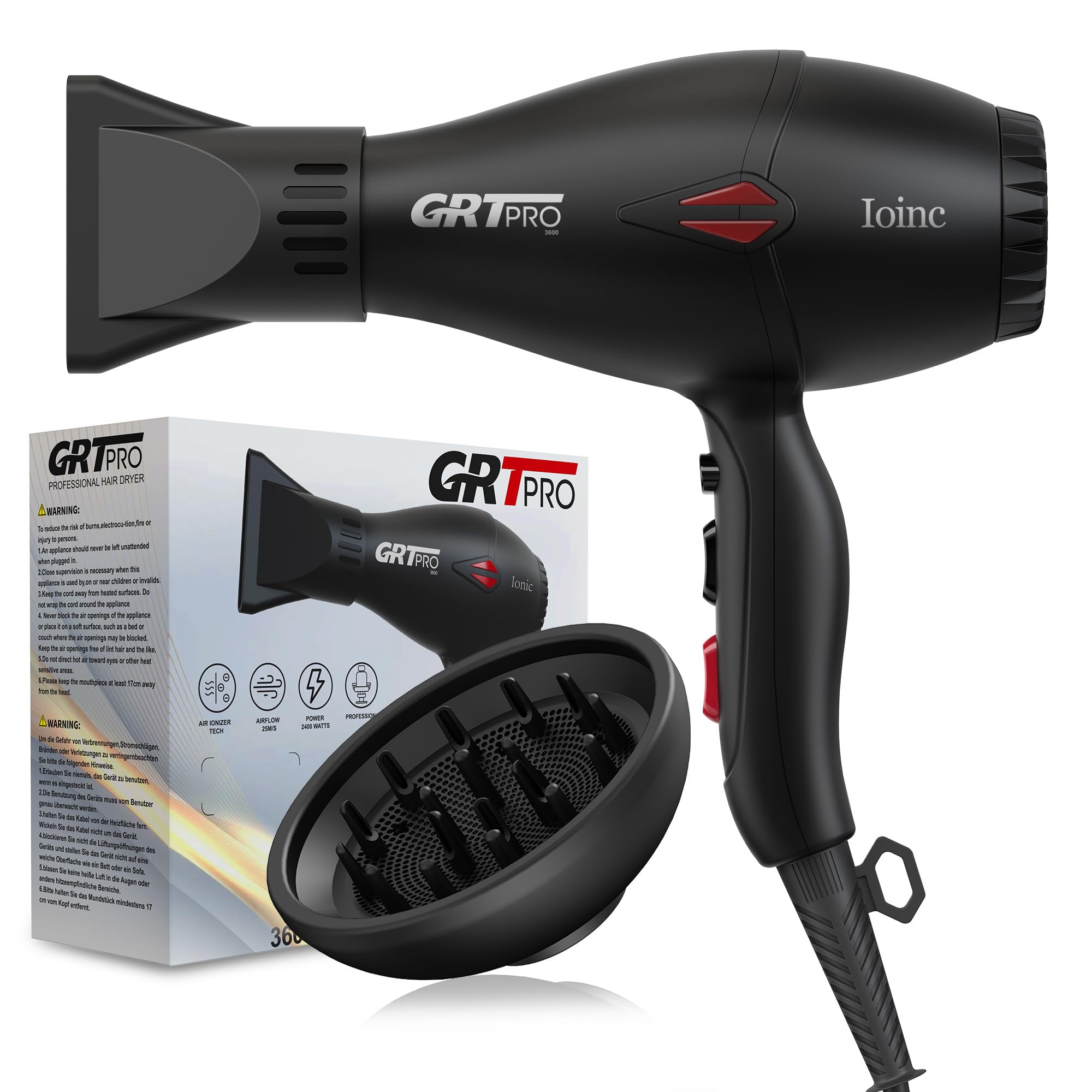 Professional Hair Dryer 2400W Ionic Hairdryer AC Motor 40 Million