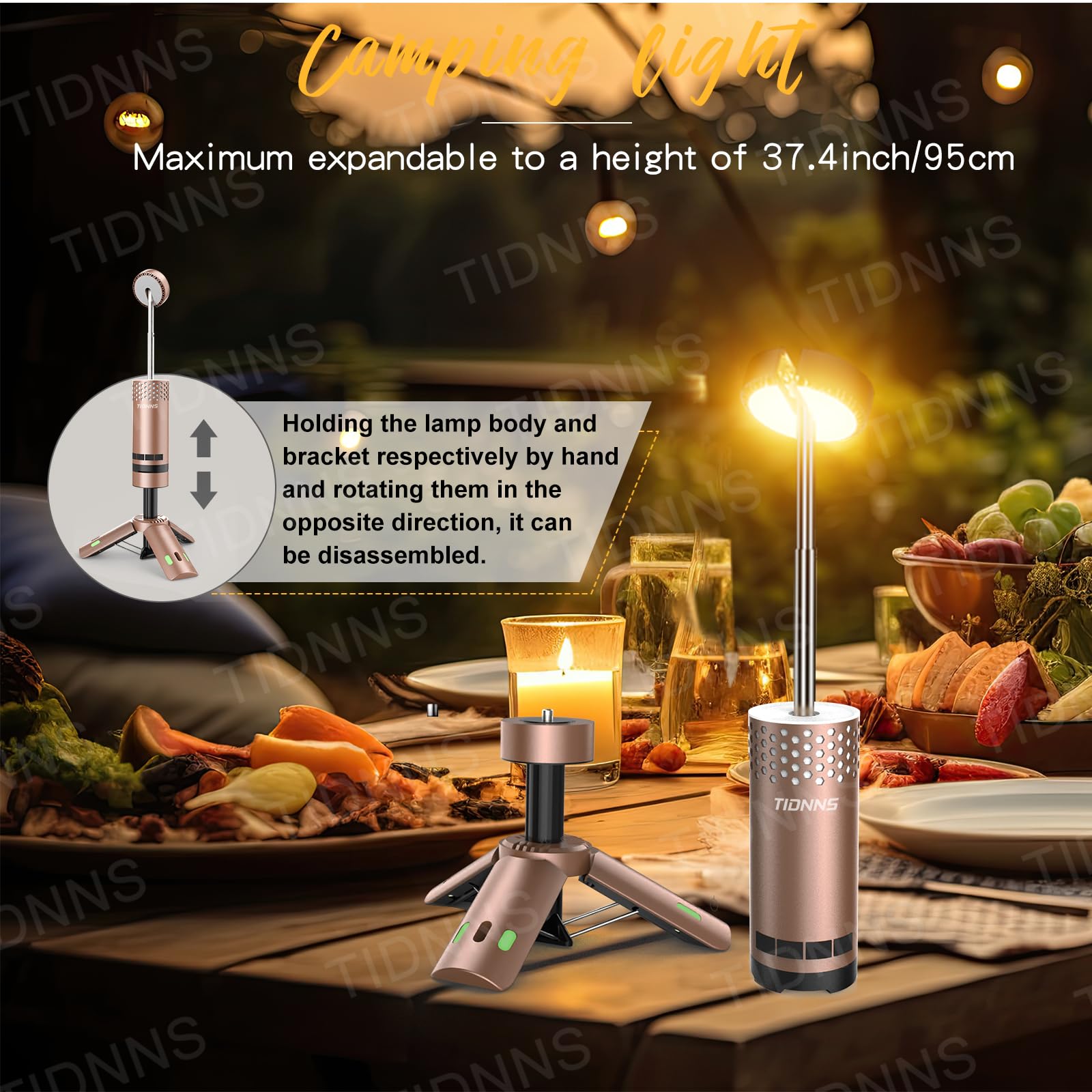 Wiederaufladbare Campingleuchten mit Ständer, Pro Roségold