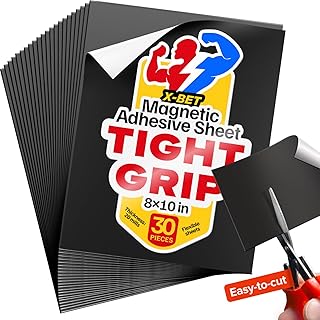 Strong Self-Stick Adhesive Magnetic Sheets 30 Pcs (8x10"/20x25cm) – Customizable Magnetic Paper for Photo, Magnet Stickers, Labels, Crafts; for Fridge, Lockers, Whiteboards, Office, Projects