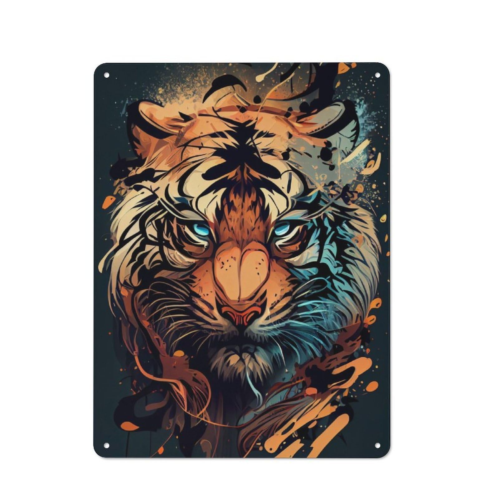 Junmoney Cute Tiger Animal Cartoon Retro Metal Gift Sign 40X30cm, Home Wall Decor For Flat, Dorm Room, Lounge Or Cafe