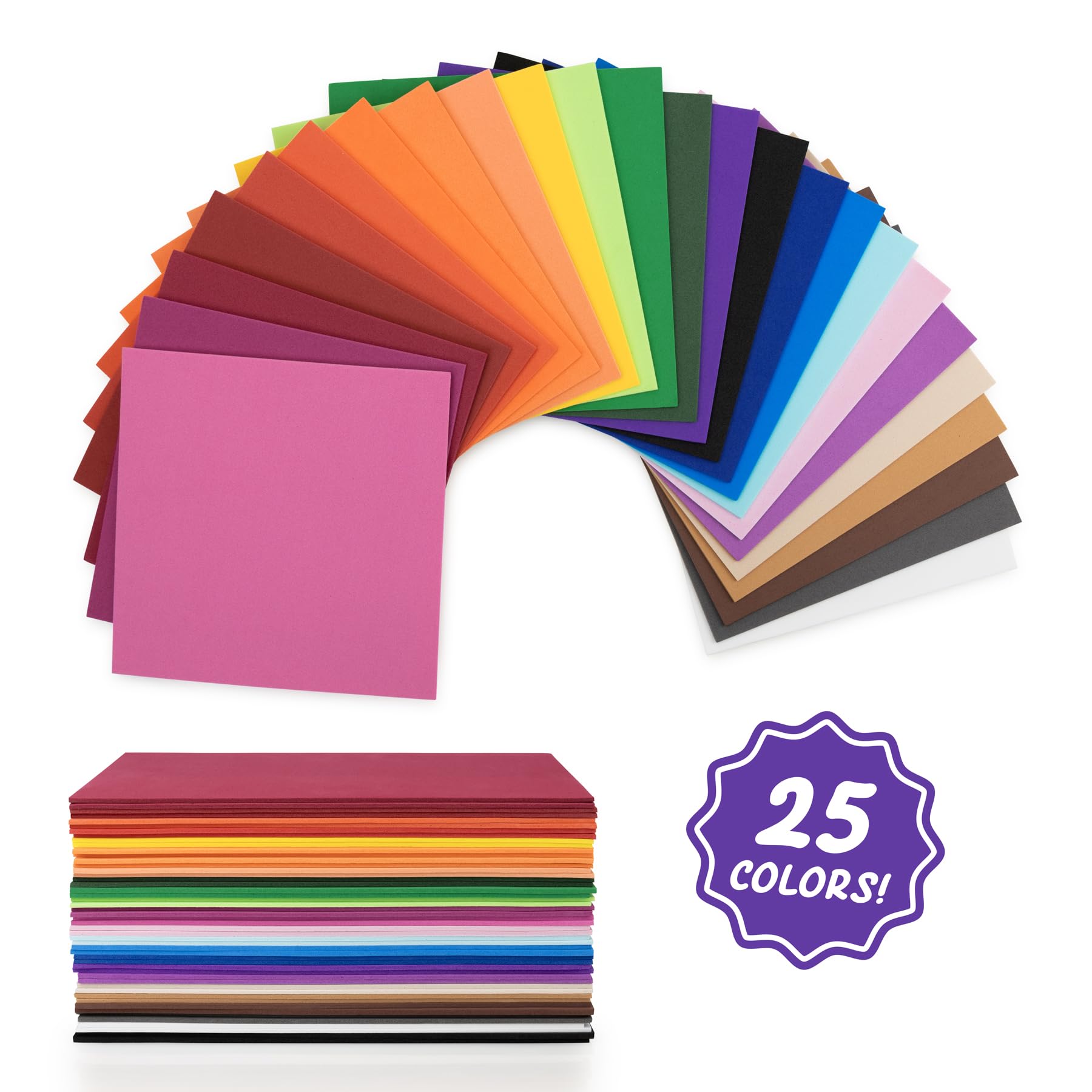 Hygloss Foam Sheets Hojas de Espuma para Manualidades, 25 Colores Surtidos, 100