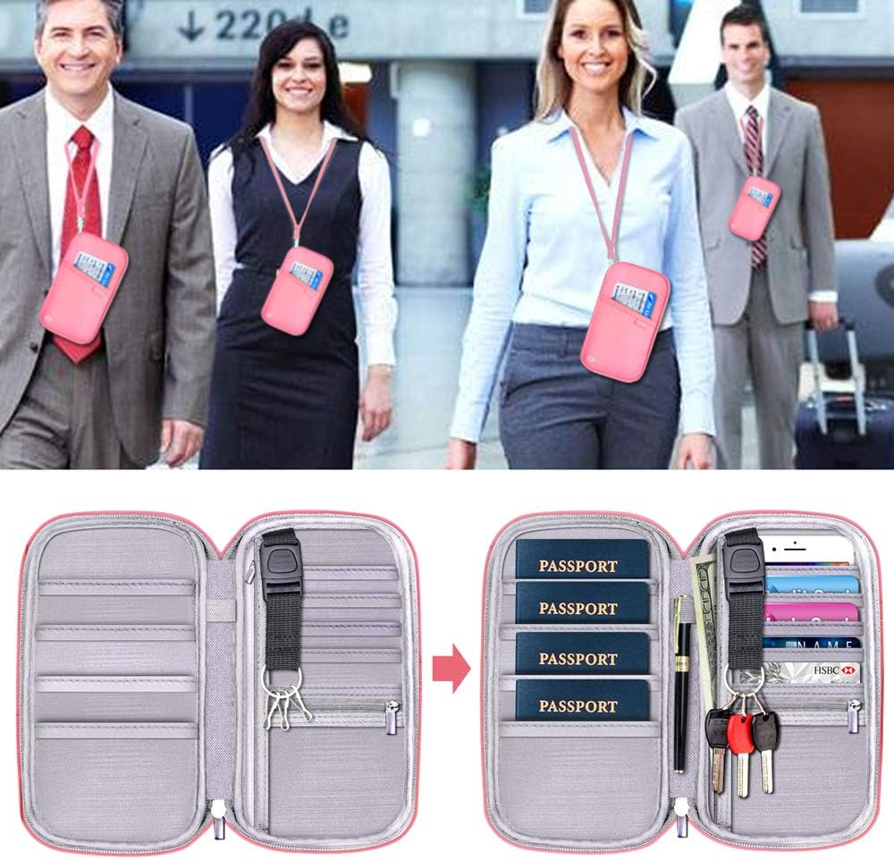 RFID Family Passport Wallet Holder Waterproof, Travel Document Organizer Credit Card Clutch Bag for Men Women - Image 2
