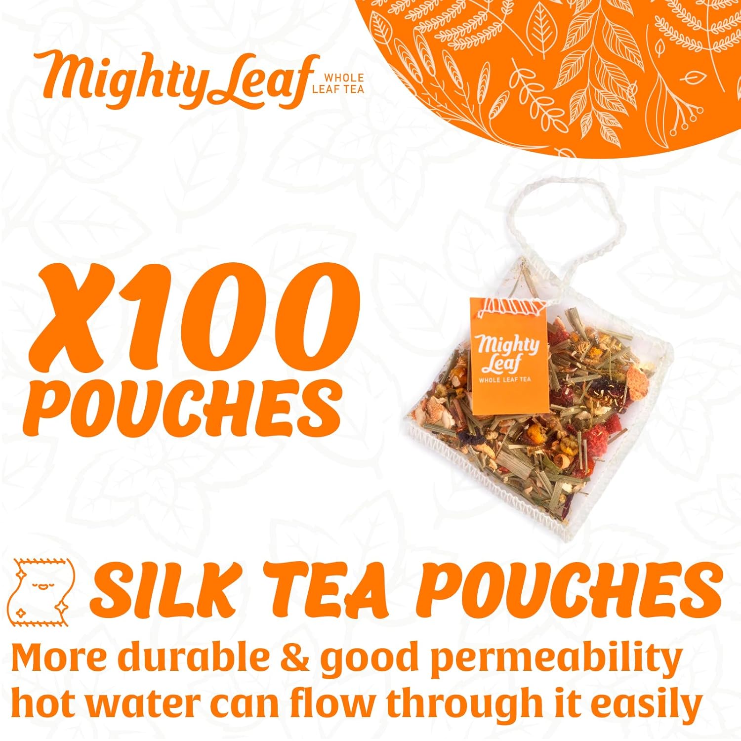 Mighty Leaf Chamomile Citrus Herbal Tea – 100 Count Tea Pouches – Caffeine-Free Blend with Chamomile, Orange Peel & Lemongrass – Calming Herbal Tea for Relaxation & Sleep Support - Image 3