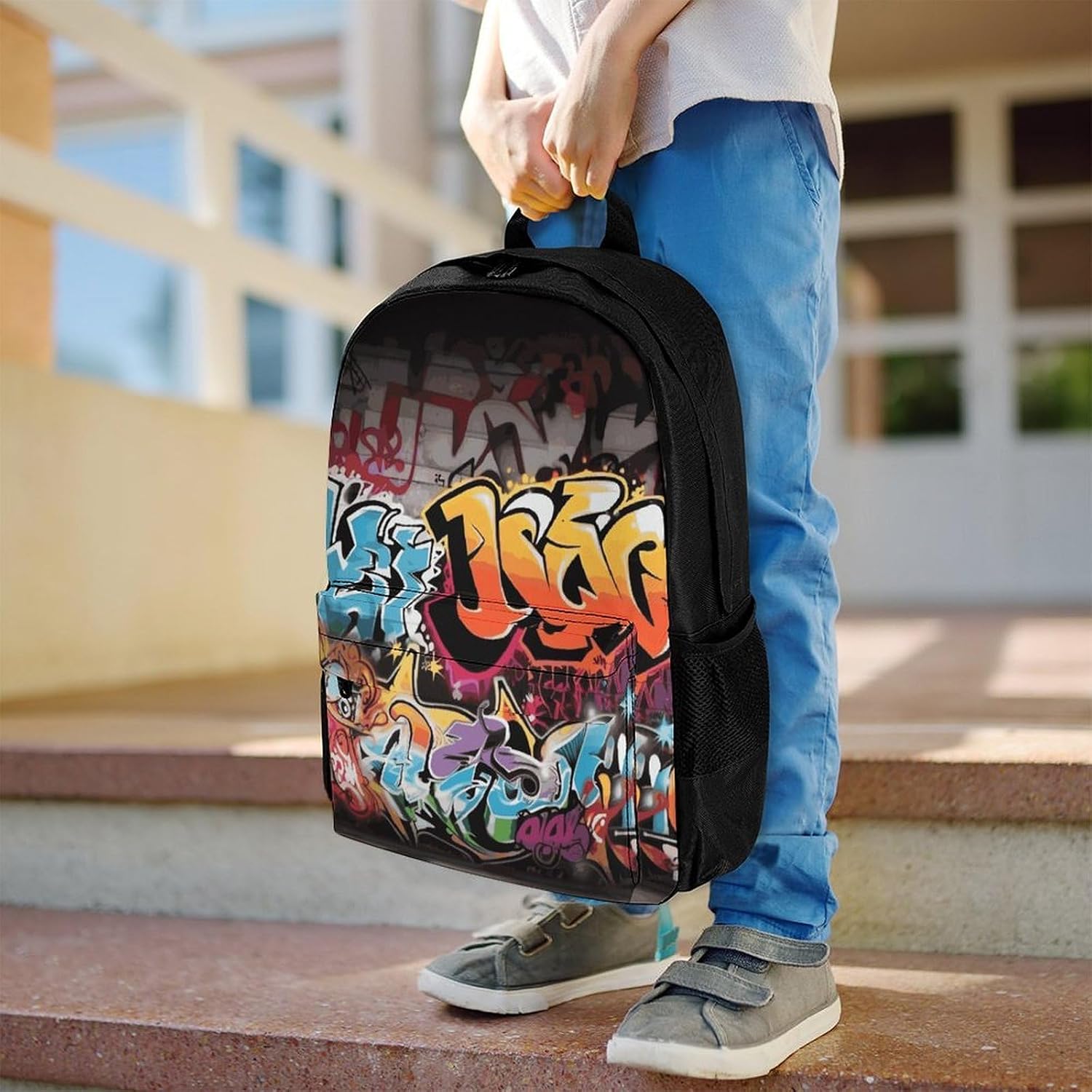 Graffiti Hip Hop Backpack Daypack Travel Backpack | Lightweight Casual Laptop Backpack for Women Men Aesthetic Travel Bag for Weekender Business Hiking Outdoor