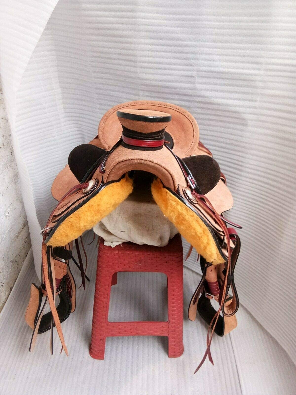 Equestrian Universe - Sella in pelle naturale ruvida da da esterno in pelle Western Heavy Duty Ranch Roper