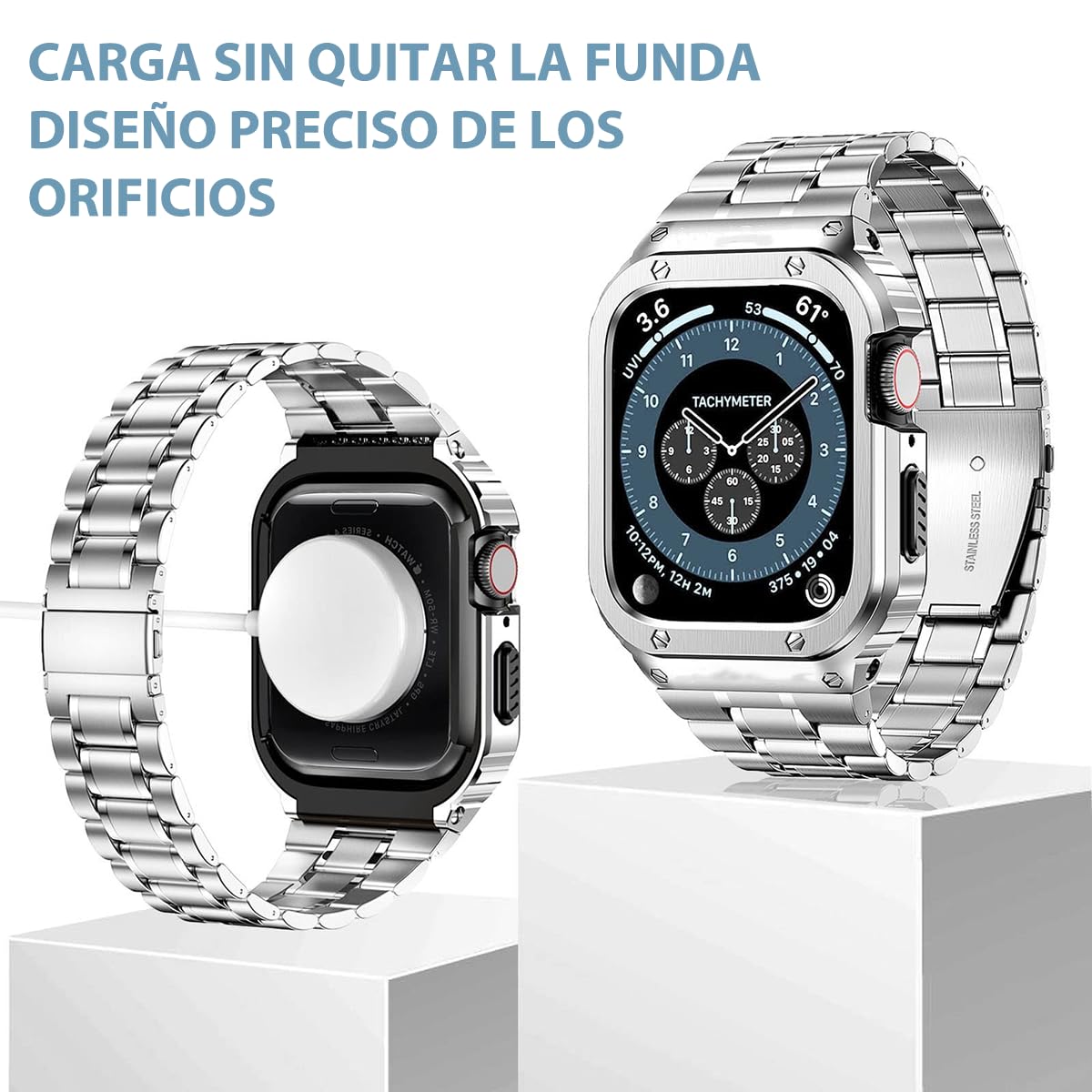 MioHHR Correas de Acero Inoxidable Compatible con Correa Apple Watch 40mm 38mm 41mm 42mm 44mm 45mm 46mm, Correa de Metal Duradera para iWatch Series 11 10 9 8 7 6 5 4 3 2 1 SE