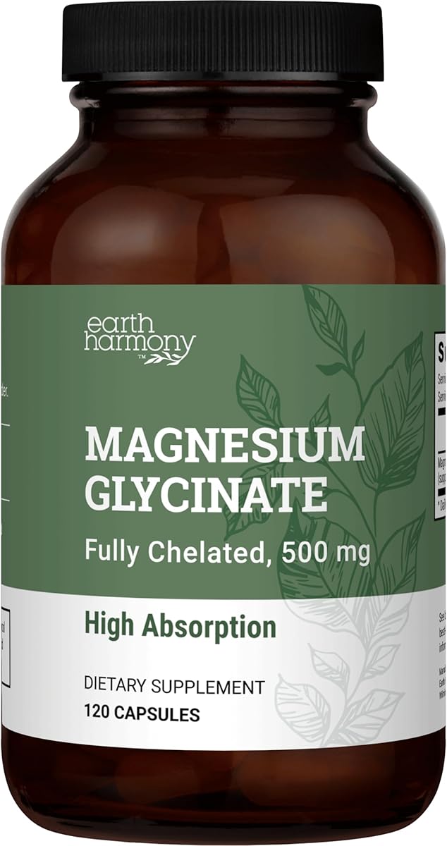 Pure Magnesium Glycinate 500mg - Chelated Magnesium Supplement, High Absorption Capsules for Sleep, Glicinato De Magnesio with Organic MCT Powder (120 Capsules)