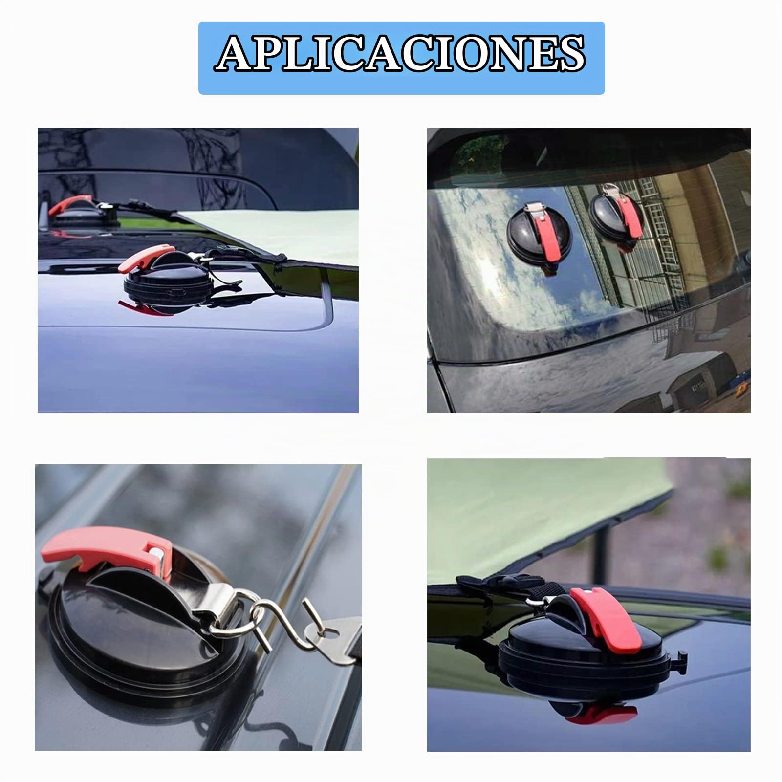 4 piezas Ventosas de Anclaje Ventosas Gancho Coche Multifuncional de Anclaje Ventosa Herramienta con 8 Gancho de S para Furgoneta Camper,Equipaje, Toldos