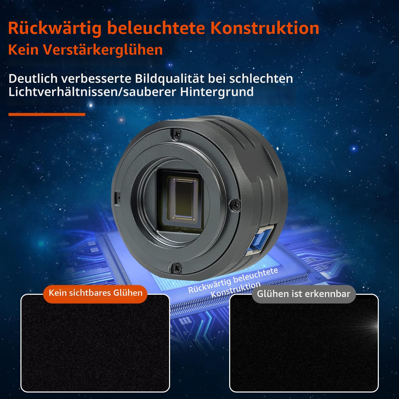 Svbony SV705C Astrokamera, USB3.0 FarbKamera mit IMX585 Color CMOS ST4 Port Groß Full Well, Dual Gain HDR Hohe NIR Empfindlichkeit, Teleskop Okular Kamera für Planetare Fotografie EAA Bildgebung