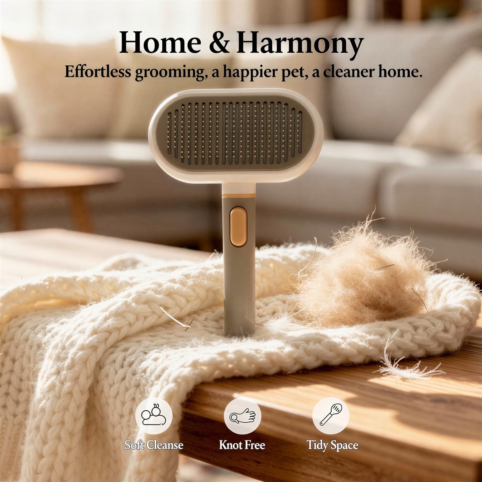 Brosse de toilettage 3 en 1 pour animaux de compagnie pour la perte de poils de chien et de chat avec bouton autonettoyant, outil de démêlage, peigne démêlant, tête pour poils longs et courts