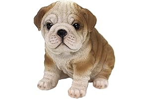 Pacific Giftware English Bulldog Puppy Statue Realistic Looking Glass Eyes