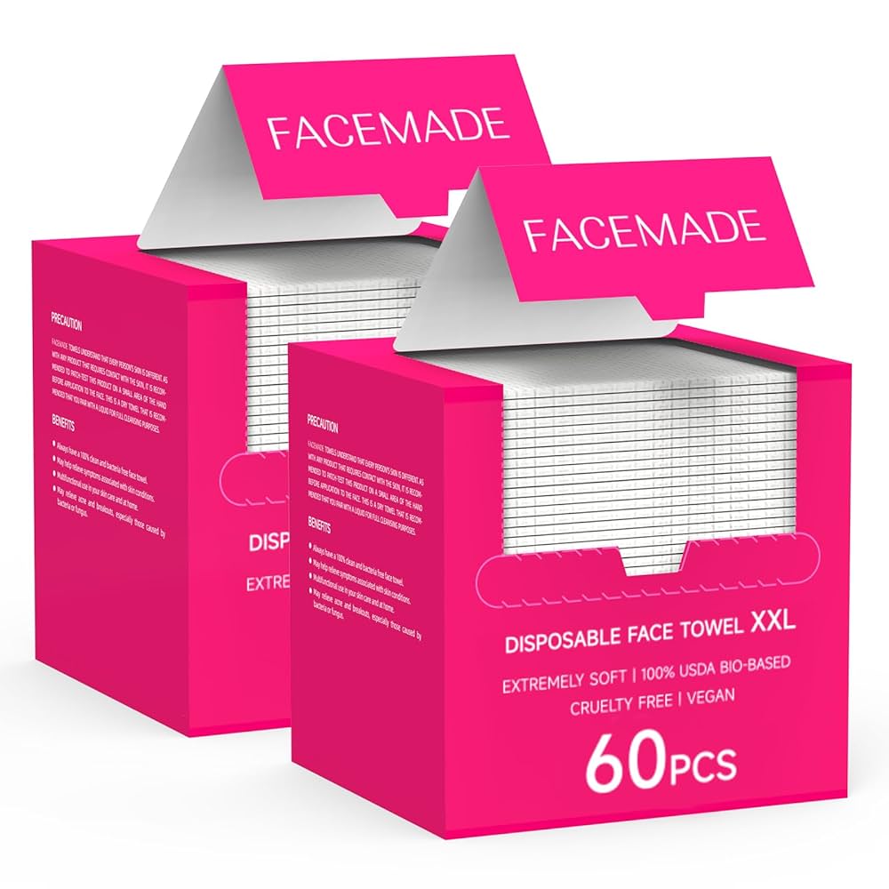 FACEMADE 120 Count XXL Disposable Face Towels 12" × 12