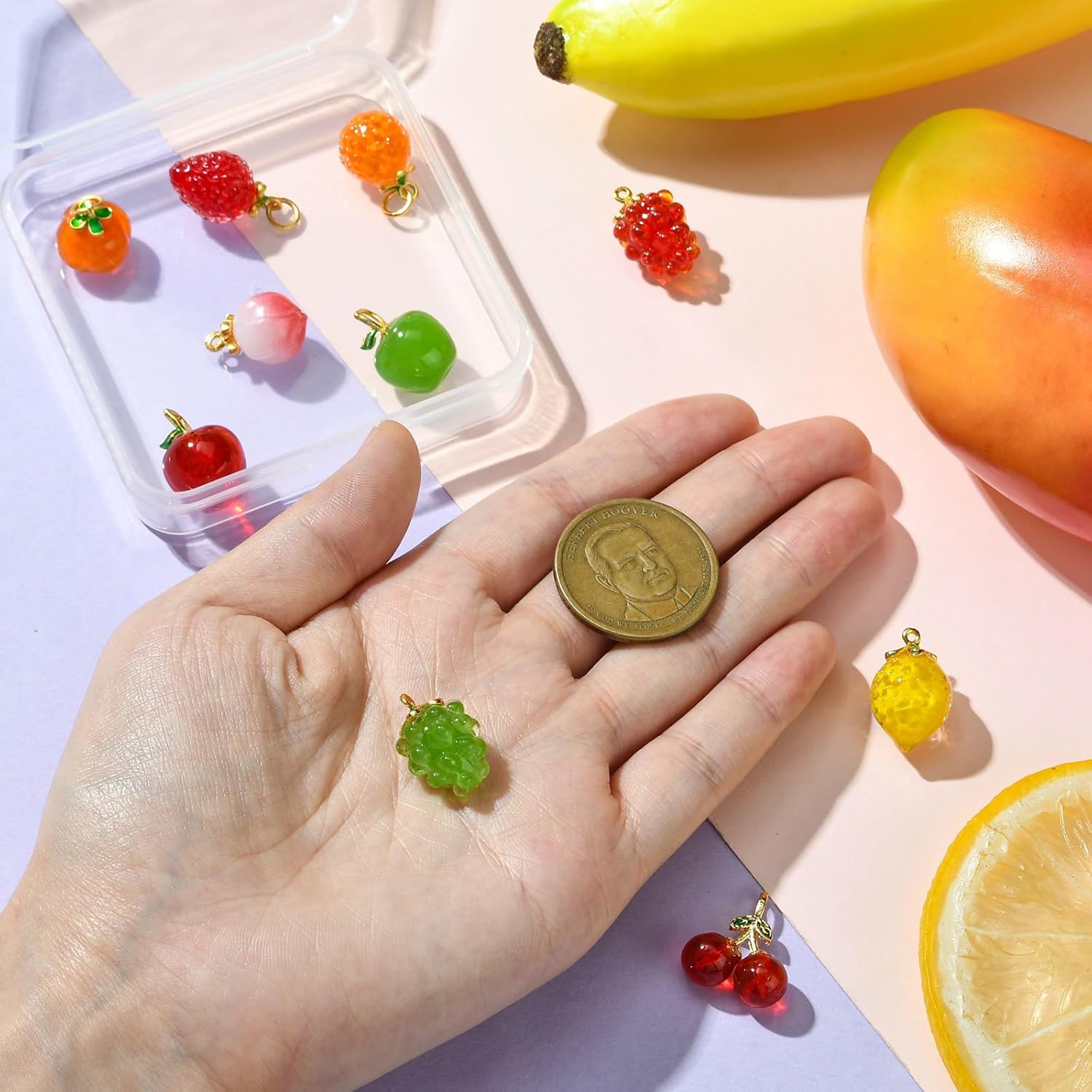 DanLingJewelry 10Pcs Mix Styles Fruit Lampwork Glass Charms 3D Fruit Beads with Findings Glass Food Charms for DIY Crafts Jewelry Making - Image 3