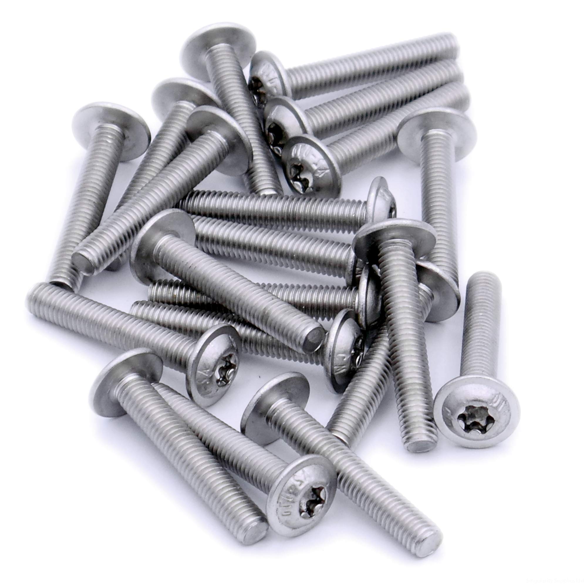 Singularity Supplies Silver M3 (3Mm X 25Mm) Flanged Tx Socket Button Machine Screw (Bolt) - Stainless Steel (A2) (Pack Of 20)