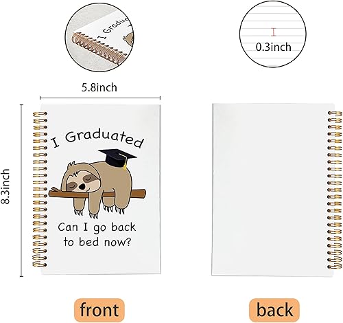 Miniatura 5 de VNWEK Cuaderno con espiral de graduación con texto en inglés "I Graduated Can I Go Back To Bed Now" de 5.5 x 8.3 pulgadas, cuaderno de espiral