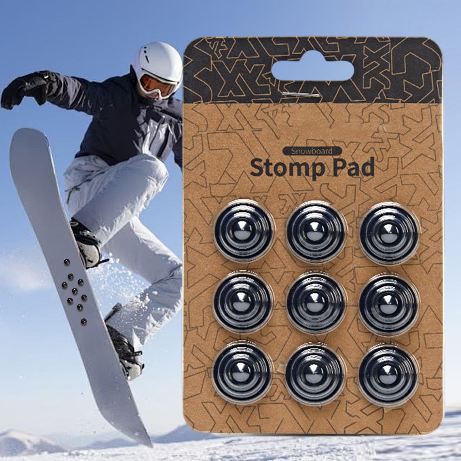 Tapis Antidérapant Pour Snowboard Lot de 9 Patins Adhésifs pour Ski et | Équipement Sportif à Picots pour Adhérence Hommes Femmes Entraînement Extérieur