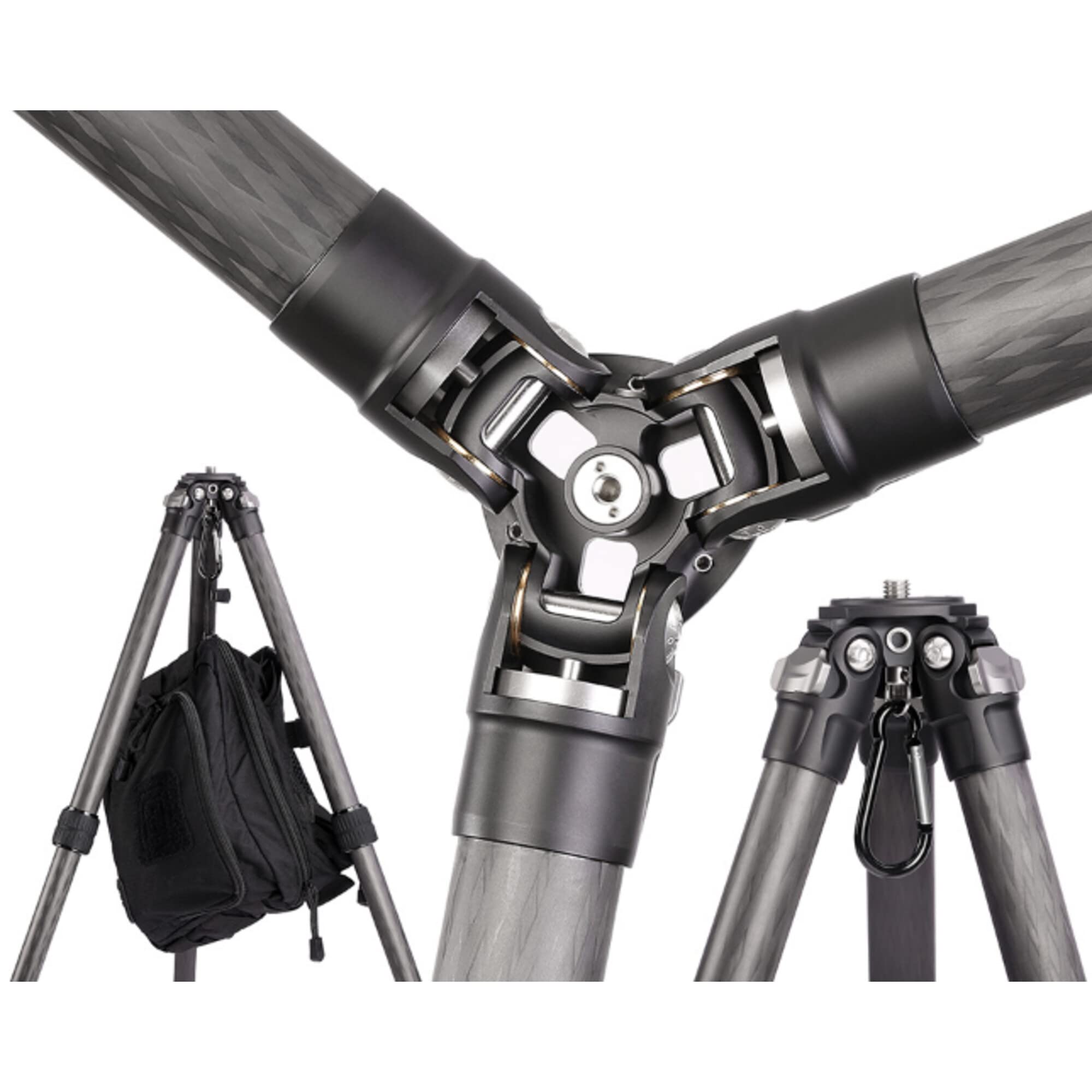 Leofoto Ranger - statyw węglowy - maks. wysokość: 48 cm - minimalna wysokość: 8 cm - nogi regulowane pod 3 kątami - idealny do fotografii makro - LS-365C