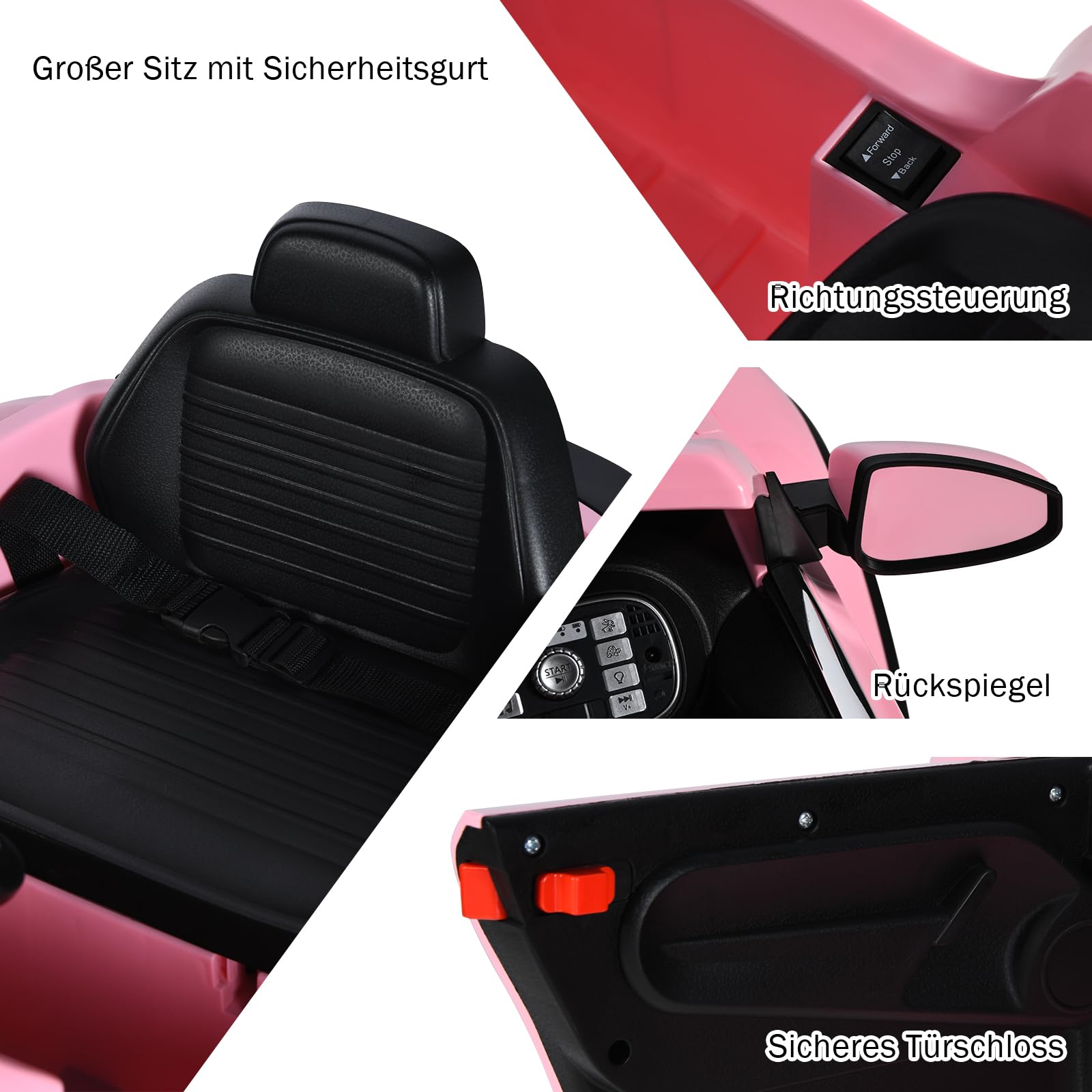 COSTWAY VW Beetle Elektroauto für Kinder, Kinderauto Elektro mit Musik und 2 Beleuchtungsmodi, inkl. 2,4G Fernbedienung, Elektrofahrzeuge für Kinder ab 3 Jahre (Rosa)
