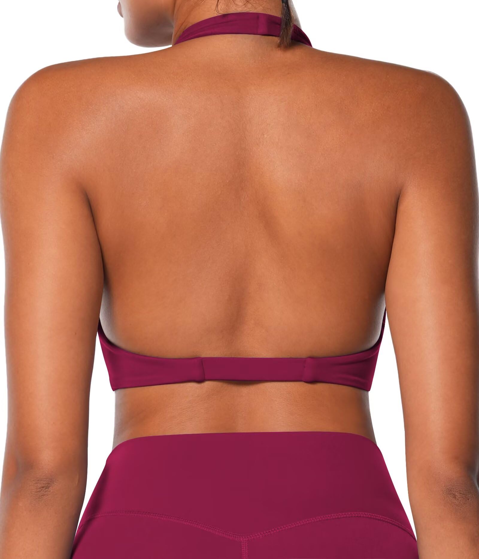 Sunzel Reggiseno sportivo da donna con scollo all'americana, top corto da yoga con imbottiture rimovibili, reggiseno aperto sul retro con scollo a V per allenamento in palestra