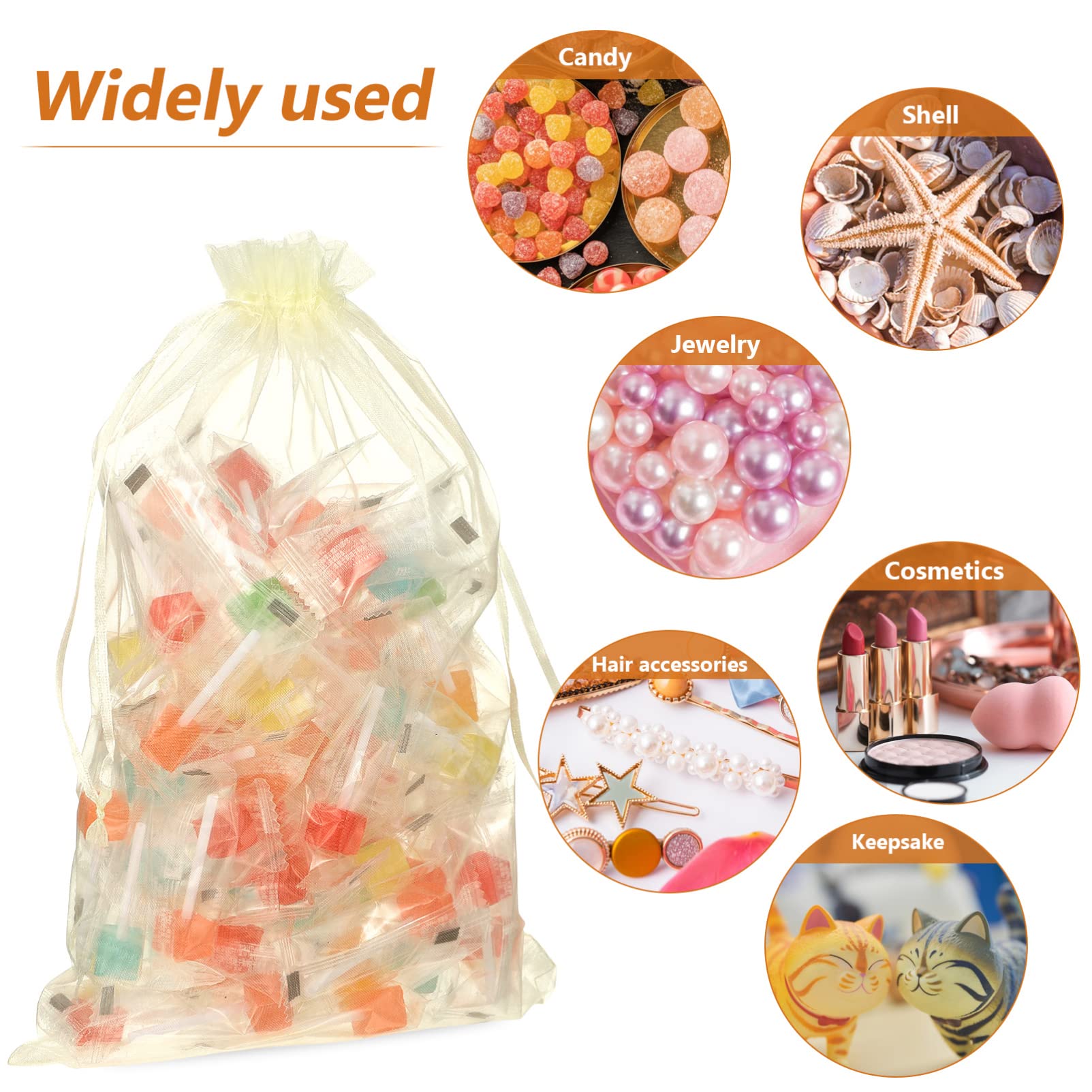 SOLUSTRE Kleine Organzabeutel mit Kordelzug 50 Stück Beige Netzsäcke aus Leichtem Organza 20x30cm Dekorative Geschenkbeutel für Babyshowers und Kinderpartys Praktisch und Schön