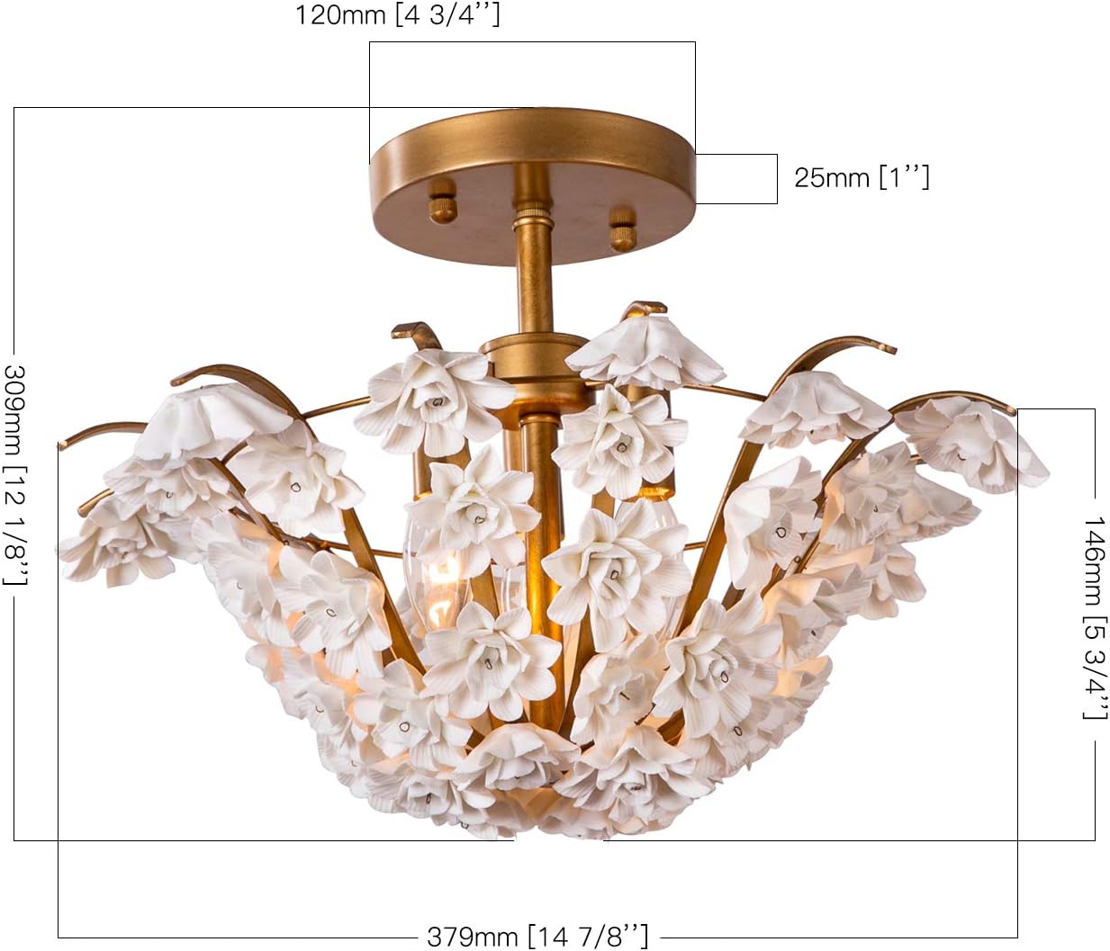 80% Off Discount Semi Flush Mount Ceiling Light, 14 7/8 Inch Diameter 3-Lights Chandeliers, Ceramic Flowers Ceiling Light Fixture for Bedroom, Dining Room, Restaurant, Living Room Exclusive Discount 50% Price Semi Flush Mount Ceiling Light, 14 7/8 Inch Diameter 3-Lights Chandeliers, Ceramic Flowers Ceiling Light Fixture for Bedroom, Dining Room, Restaurant, Living Room