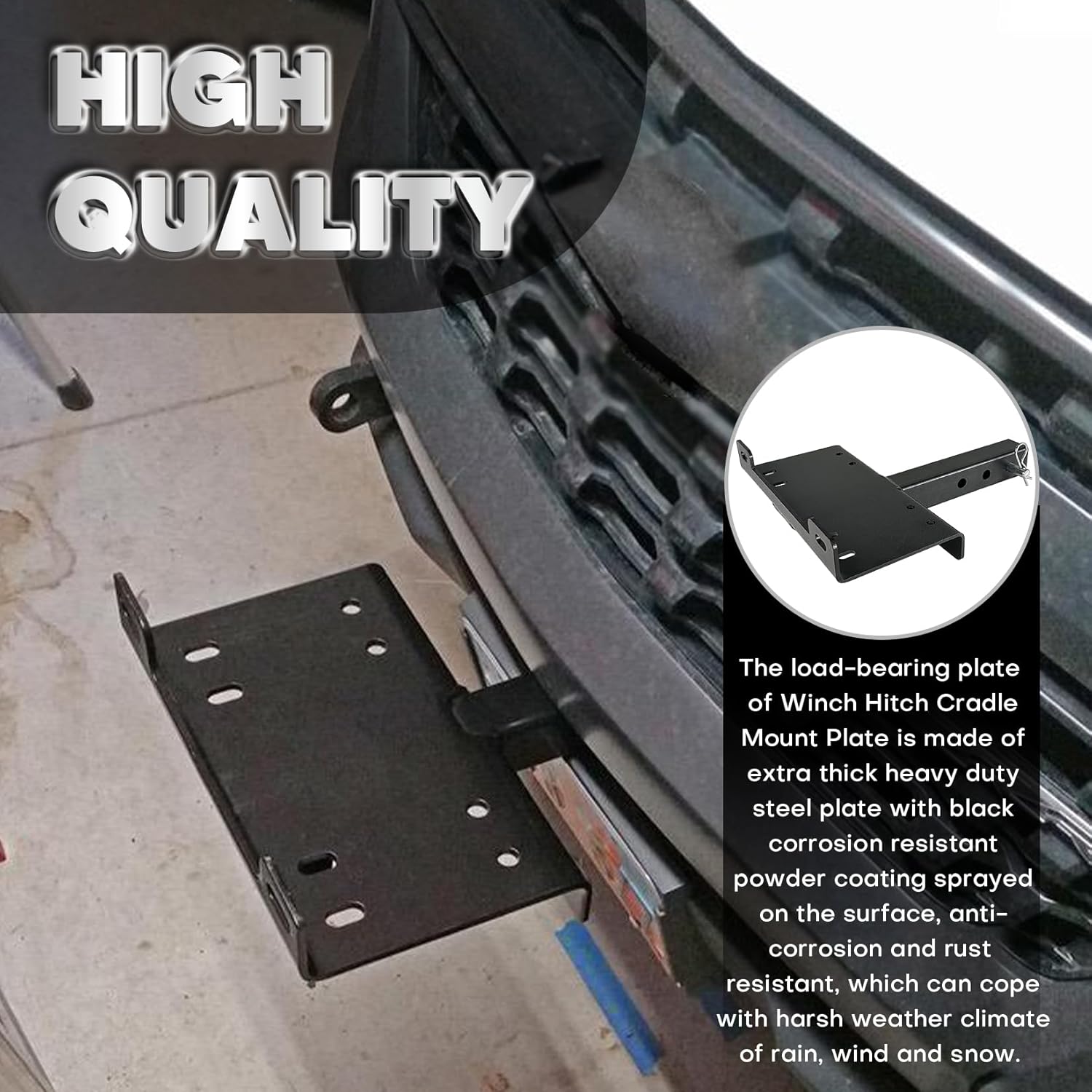 Winch Hitch Mounting Plate, Towing Winch Mounts Universal 2" Receiver Trailer Hitch Winch Mount Bracket for Recovery Winches Hitch Winch Cradle Mounting Plate Fit for ATV UTV SUV Pickup Truck