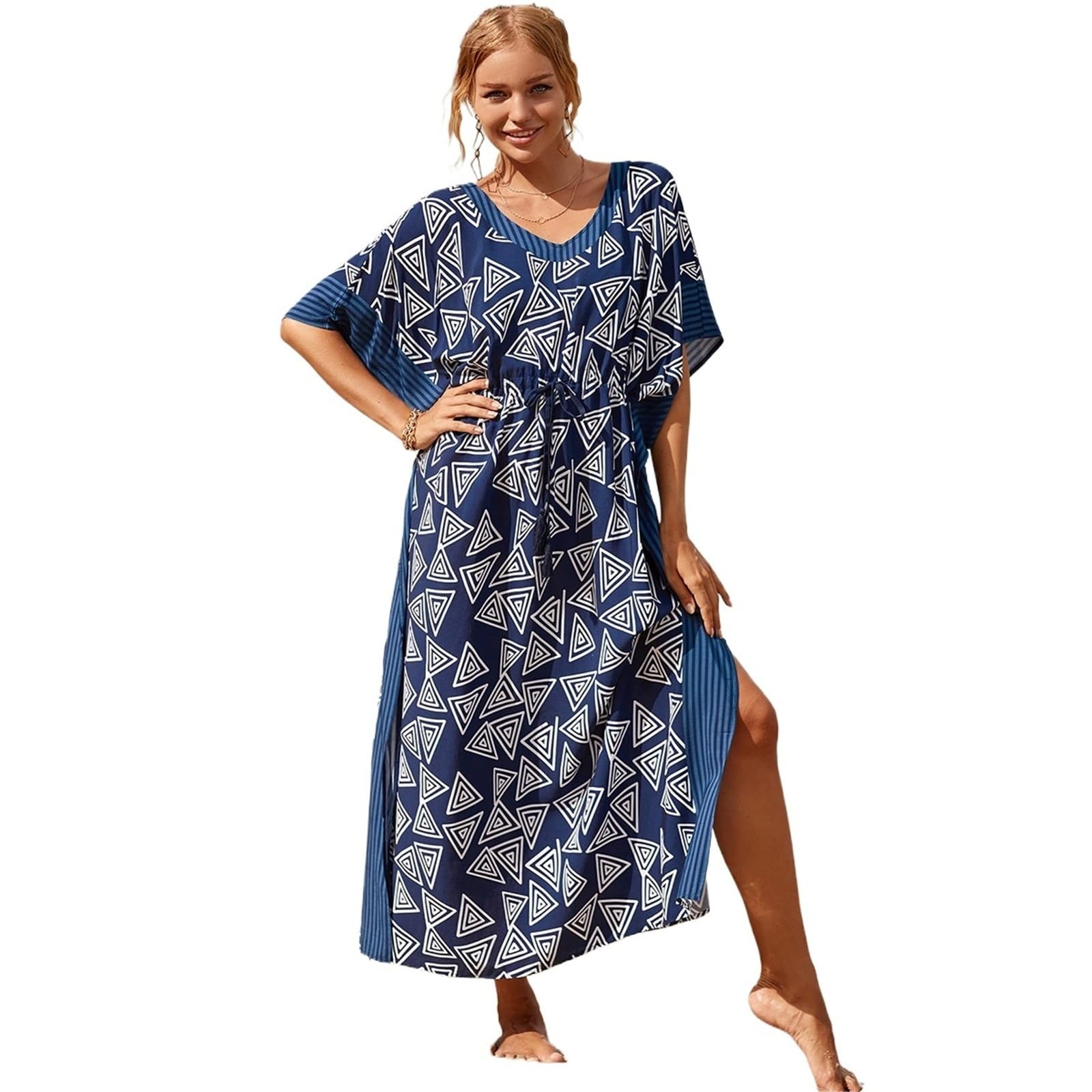 Prendas para Cubrir Y Ponerse De Baño para Mujer Caftanes de Talla Grande for Mujer, Vestidos Largos caftán, Traje baño con cordón en la Cintura