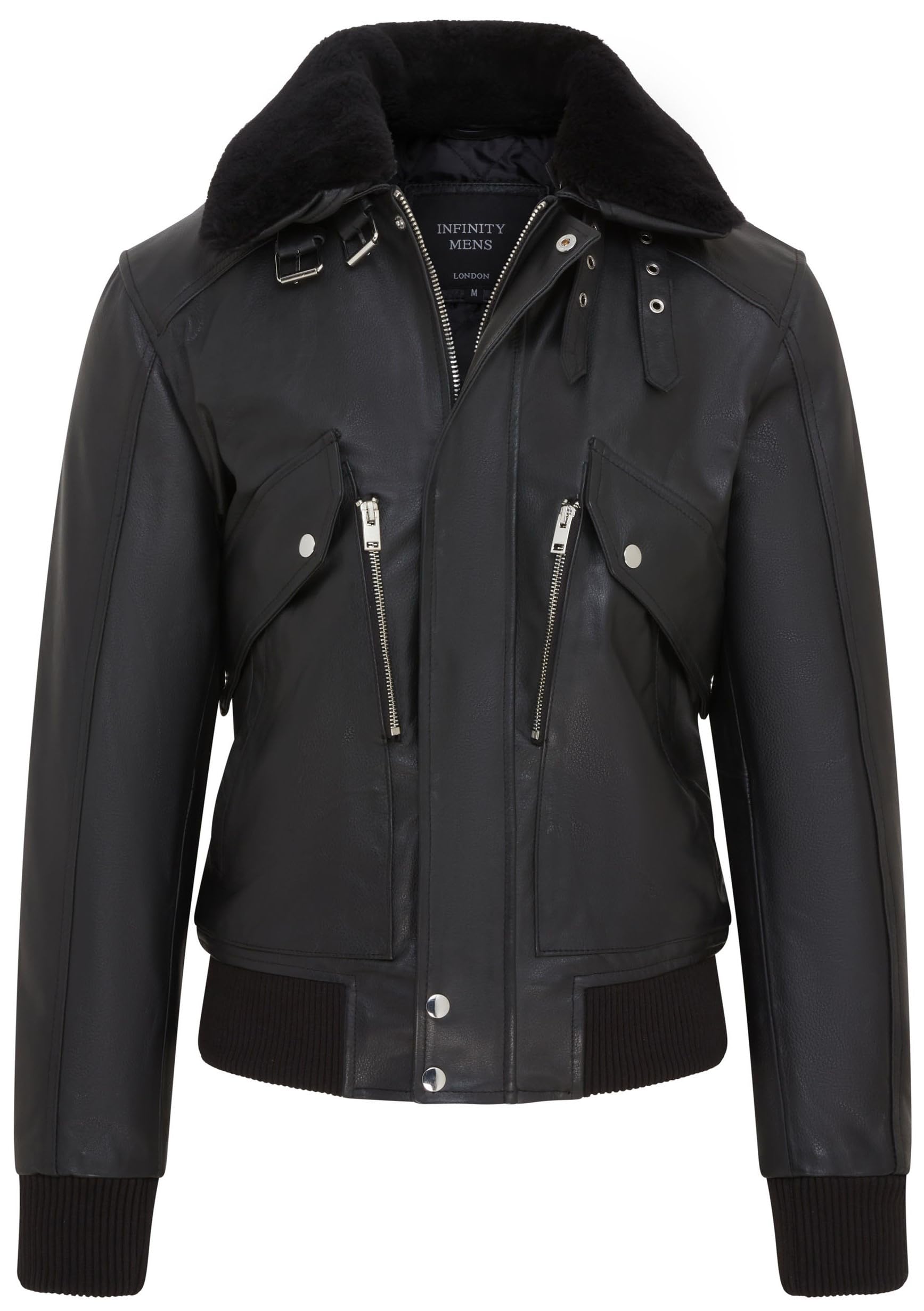 Infinity Leather Men's   Black  Air Force A2 Usaf Aviator Bomber Leather Cowhide Jacket in Size L, BrandAlley